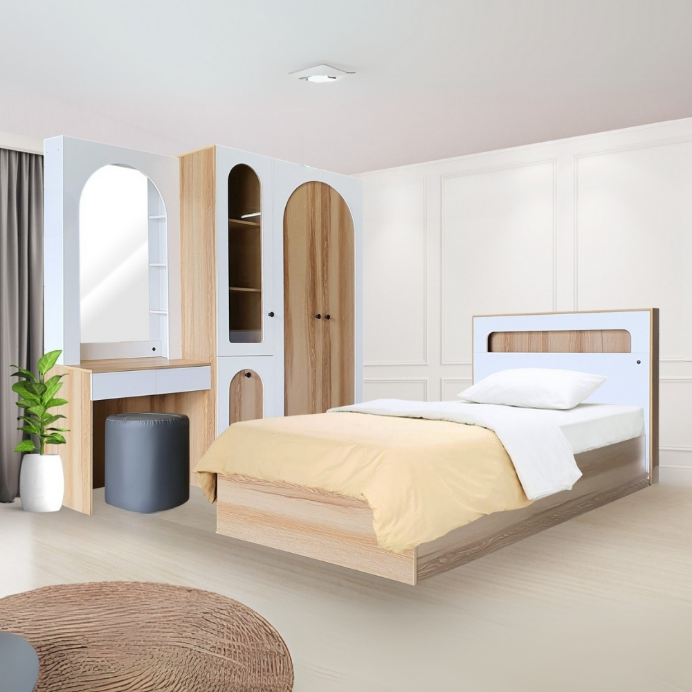 ชุดห้องนอน + ที่นอน PVC 3.5 ฟุต WISDOM DESIGN FURNITURE รุ่น ARISTA 4 สี แอช/ขาว_7